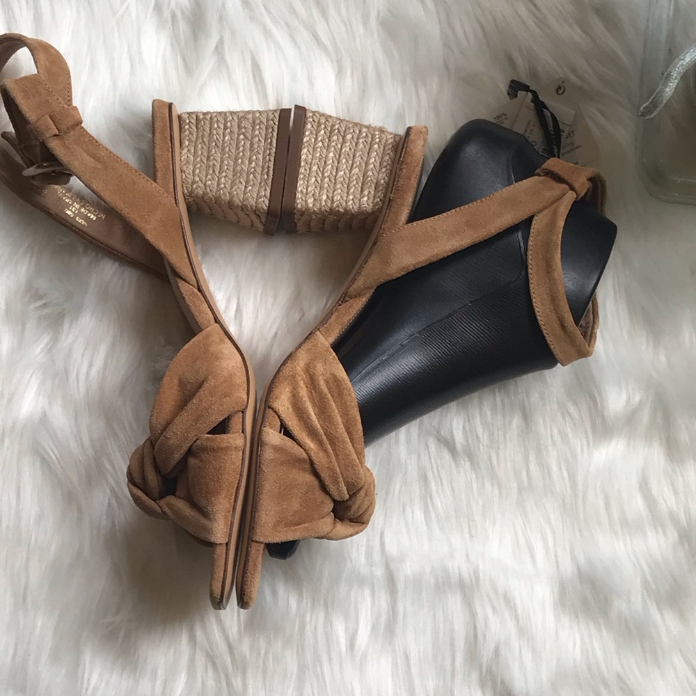 Sz 5 U..S. | ZARA UTERQUE | Tan Block Heel / Vamp Knot Sandals 💋 - Picture 5 of 10